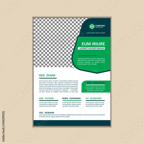 Fototapeta Vector corporate business flyer design template, simple and clean a4 size with bleed.