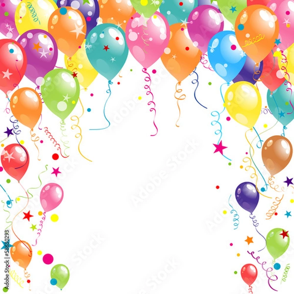 Fototapeta Color beautiful party balloons, vector
