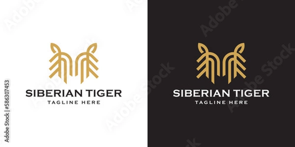 Obraz Siberian Tiger Logo Abstract Face Monoline Style