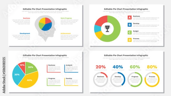 Fototapeta Pie chart infographic presentation template Editable