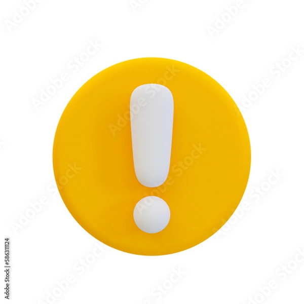 Fototapeta 3d minimal exclamation mark. warning icon. beware, watch out, be careful. 3d illustration.