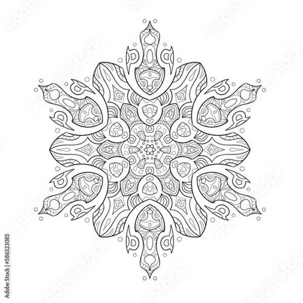 Fototapeta Black and white mandala vector for coloring book and design template.