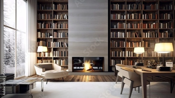 Obraz modern style library roominterior