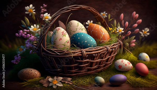 Obraz Easter realistic illustration. Realistic scene
