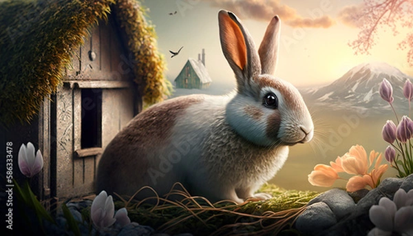 Obraz Easter realistic illustration. Realistic scene