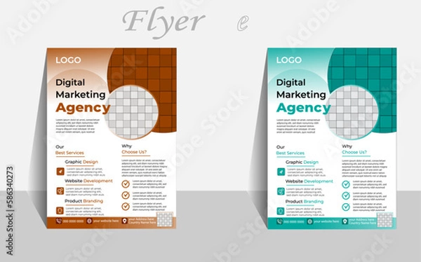 Fototapeta Corporate business flyer template design, cover modern layout, Geometric shape Flyer Circle Abstract Colorful concepts, marketing, business proposal, Corporate business flyer.