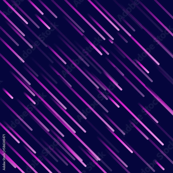 Fototapeta Meteor or comet. Neon space flying meteorite or asteroid, vector illustration. Meteor fire trails isolated. Fireball glowing gas and dust tails at night sky