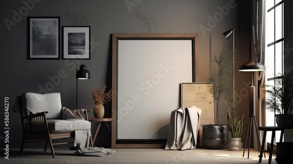 Fototapeta Mockup Frame in the grey interior