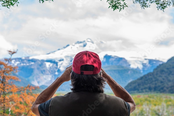 Obraz person on the top of the mountain