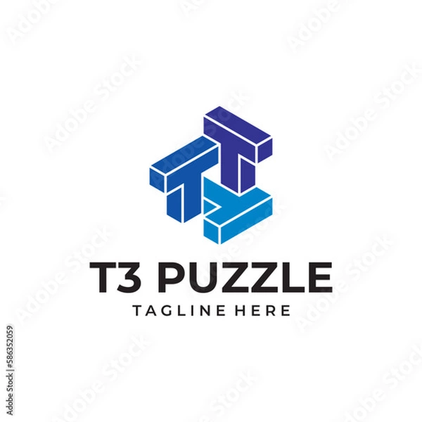 Obraz T3 Puzzle Logo 3D