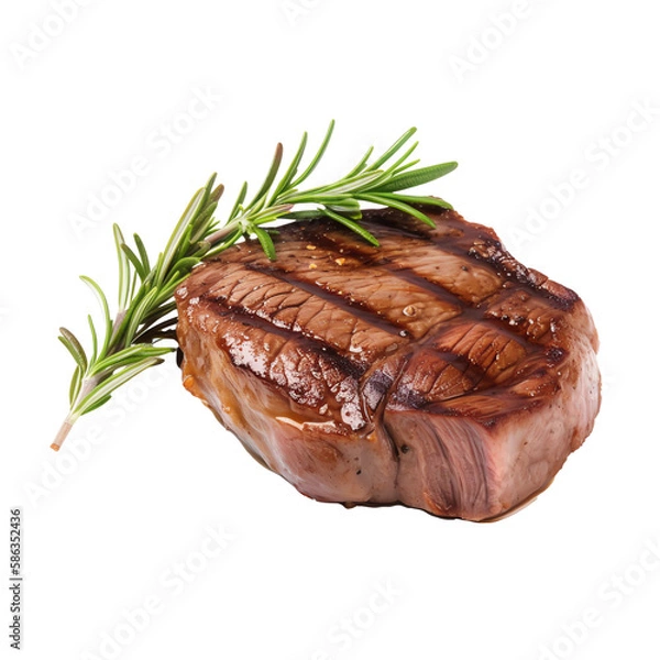Fototapeta grilled beef steak isolated on a transparent background