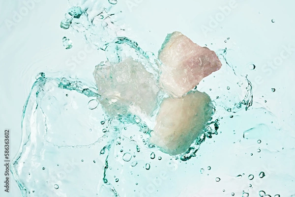 Obraz Crystal, rock with water splash from topview