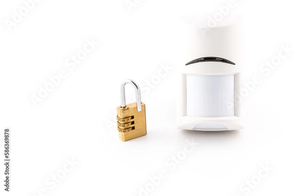Obraz Security concept: Combination padlock and motion sensor