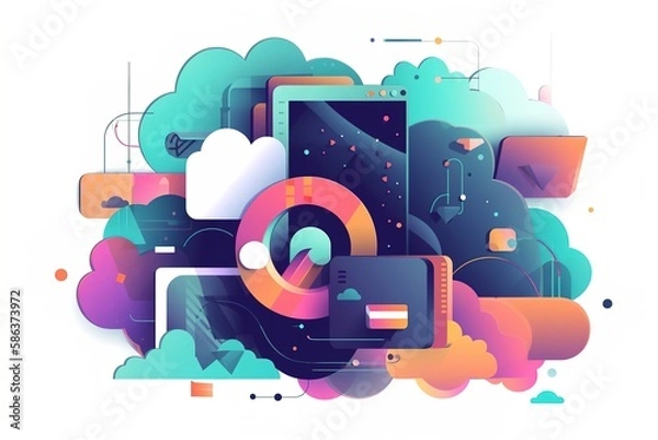 Fototapeta Cloud computing solutions