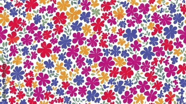 Fototapeta Patrón de Flores de Colores, IA Generativa