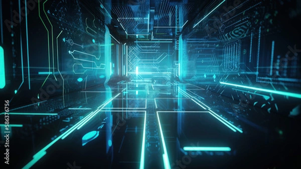 Obraz futuristic tech,  data flowing, digital, background