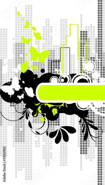 Obraz Abstract city background with butterflies