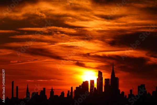 Obraz sunset over city