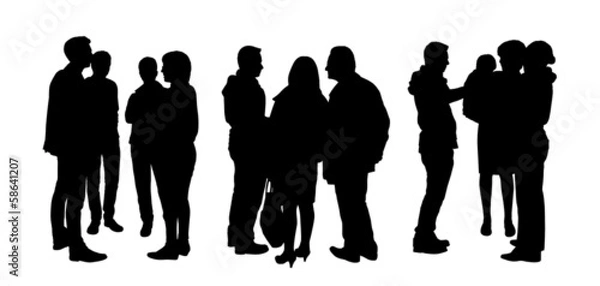 Obraz people talking to each other silhouettes set 1