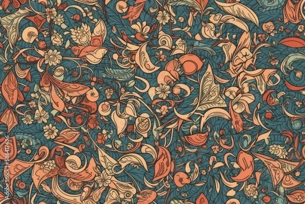 Obraz vibrant floral pattern with intricate details and a variety of colors. Generative AI