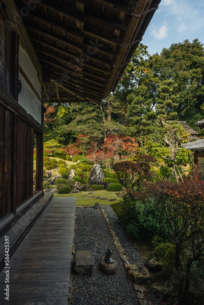 Obraz 日本庭園と続く廊下