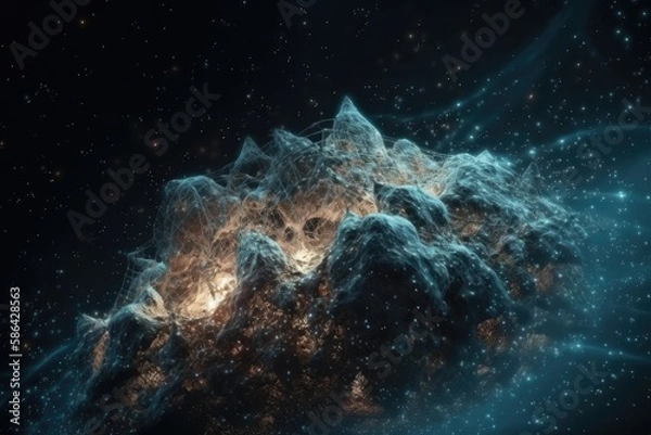 Fototapeta majestic mountain floating in the vastness of space. Generative AI