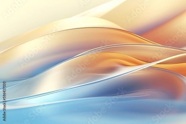 Obraz Translucent pastel smooth background with abstract multi colored waves and curves. Ai generative.