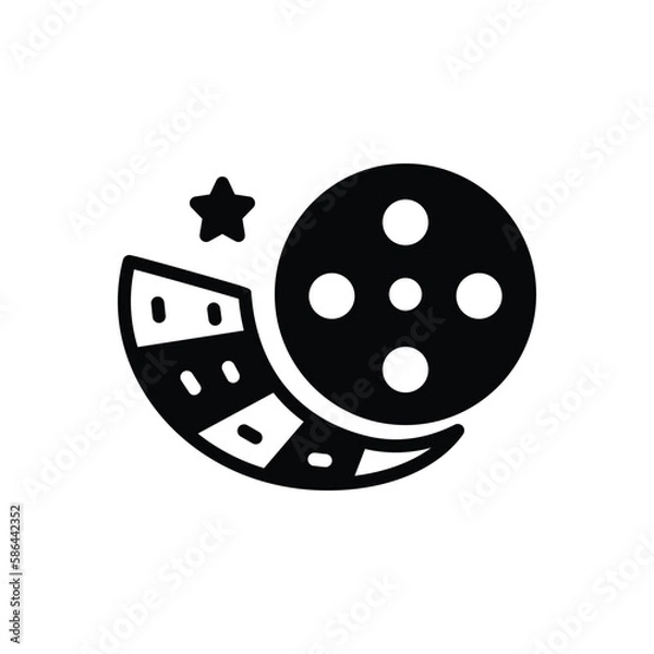 Fototapeta Black solid icon for reel