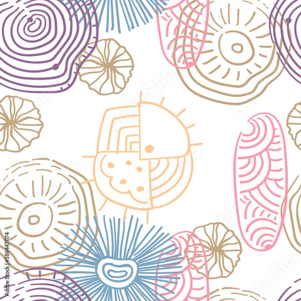 Obraz Seamless pattern with hand-drawn colored doodles