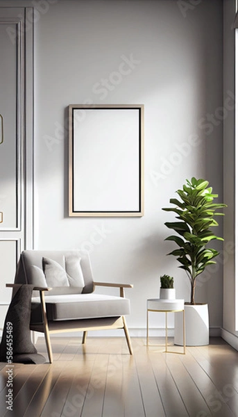 Fototapeta Mockup of a frame in a contemporary simple minimal with Generative AI Technology