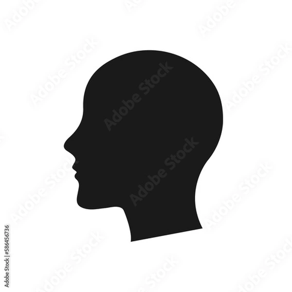 Obraz Human head silhouette  black color white background face side view