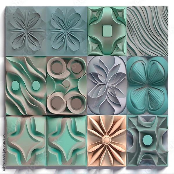 Fototapeta set of seamless pattern tiles