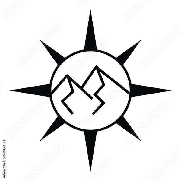 Fototapeta Compass icon logo design template isolated illustration
