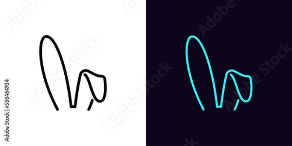 Obraz Outline bunny ears icon, with editable stroke. Rabbit ears silhouette, Easter hare pictogram. Cute bunny ears headband for Easter, rabbit costume mask, festive decoration for head.