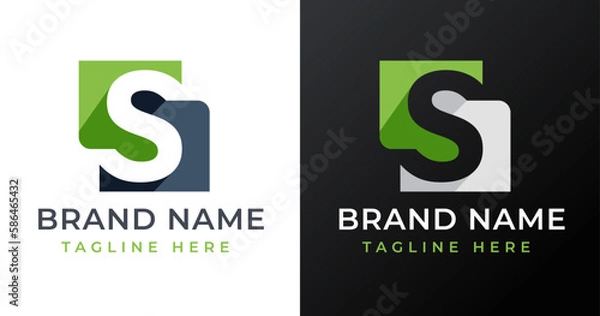 Obraz Letter initial S logo design template with abstract square shape design vector illustration