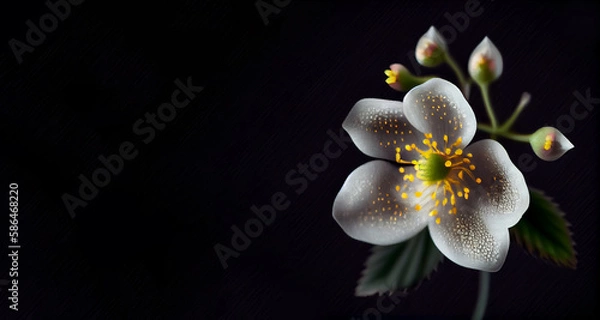 Fototapeta Diphylleia grayi flower in black background generative ai