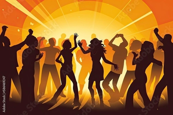 Fototapeta A vector graphic of a group of people dancing at a party. Generative AI