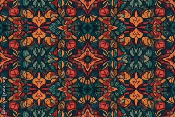 Obraz vibrant and colorful pattern with a mix of shapes and hues. Generative AI