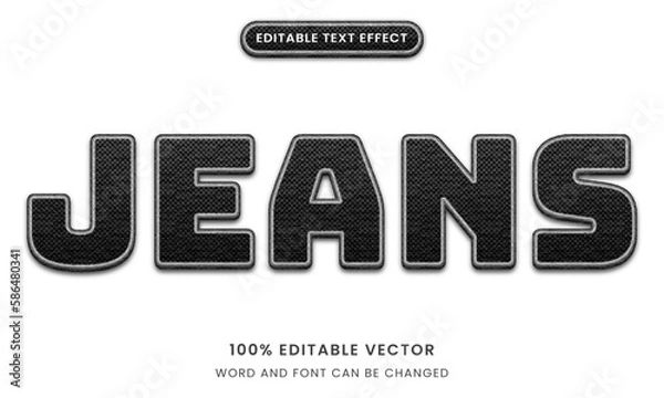 Fototapeta embroidery stitch 3d logo mock up template Editable text Effect Style