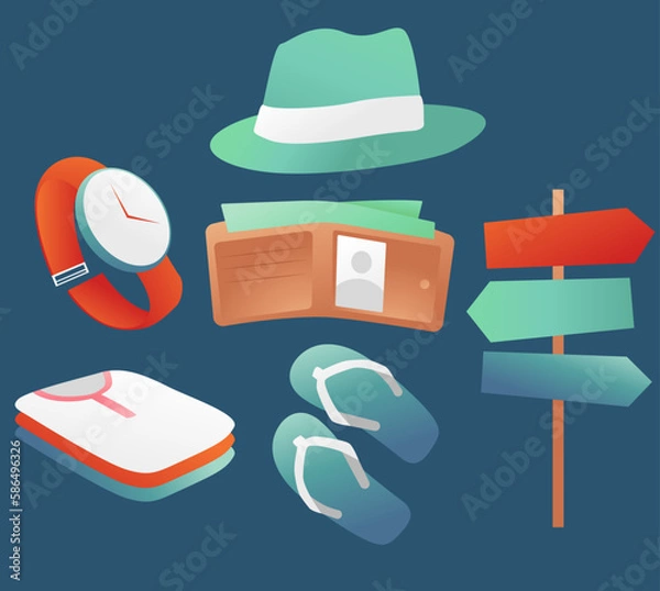 Fototapeta Set Collection Travel Element Gradient Design
