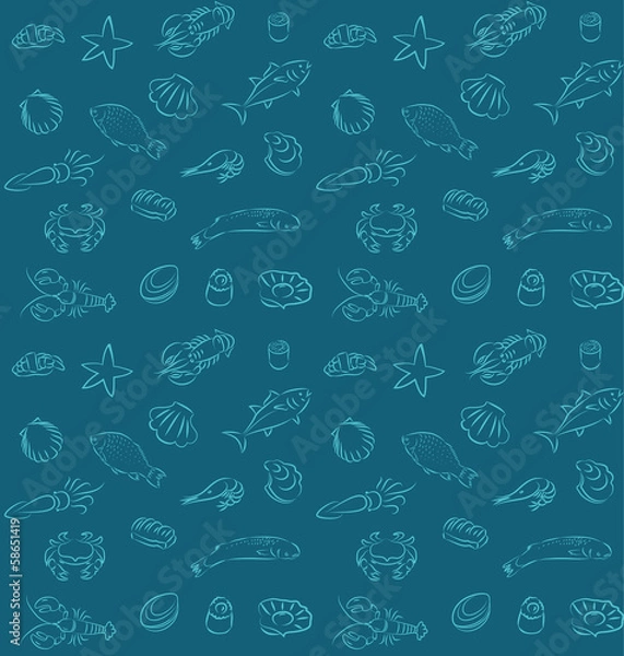 Obraz Seamless seafood pattern