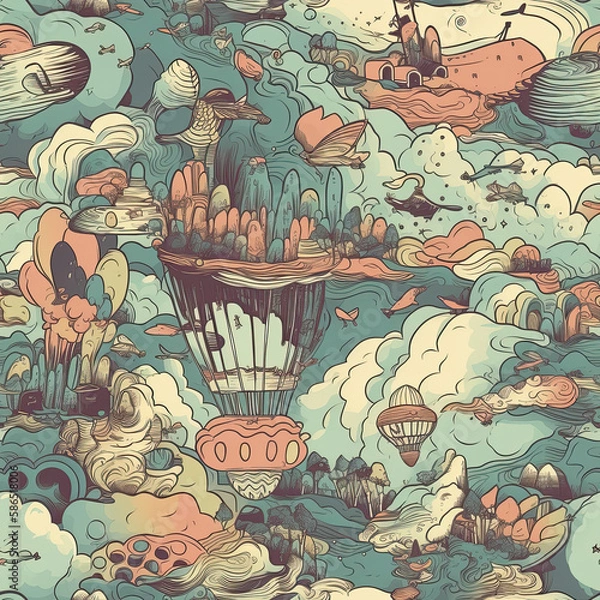 Obraz Repeating pattern, 2D game background, cool world