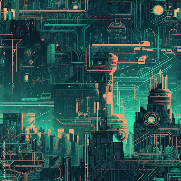 Obraz Repeating pattern, 2D game background, cool world