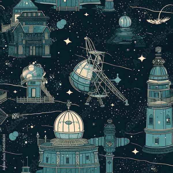 Obraz Repeating pattern, 2D game background, cool world