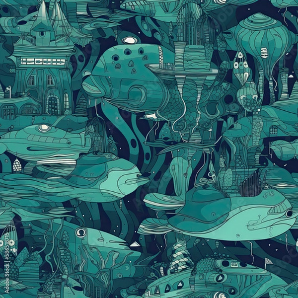 Obraz Repeating pattern, 2D game background, cool world