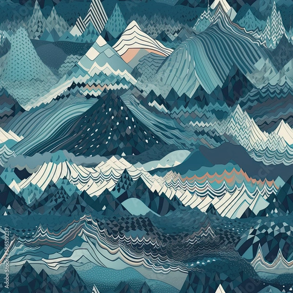Fototapeta Repeating pattern, 2D game background, cool world