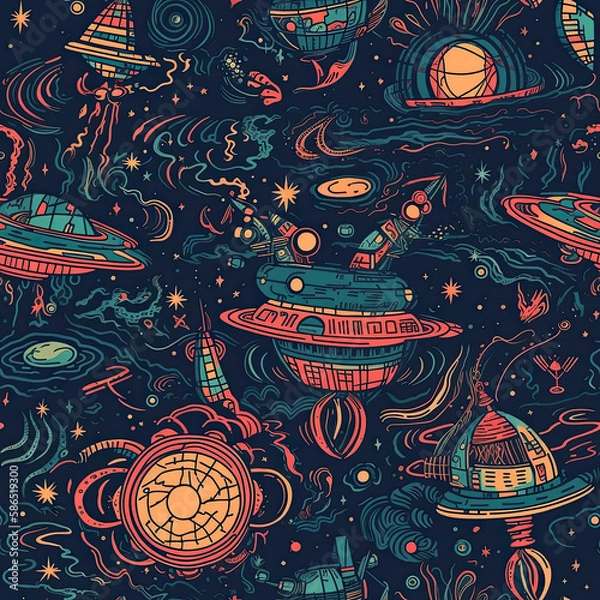 Obraz Repeating pattern, 2D game background, cool world