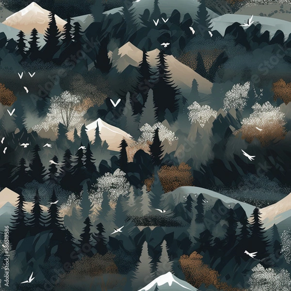 Fototapeta Repeating pattern, 2D game background, cool world