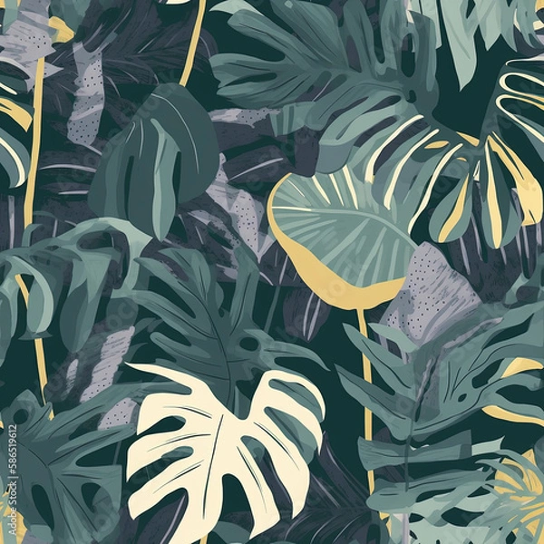 Obraz Chic Modern Tropical Flora Background Seamless Repeating Background Pattern