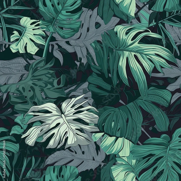 Fototapeta Chic Modern Tropical Flora Background Seamless Repeating Background Pattern